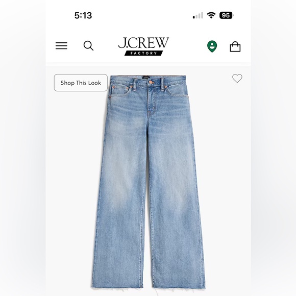 JCrew Factory Wide Leg Cropped Jeans in All-Day Stretch, Raw Hem, Size 29 (8) - Picture 1 of 7